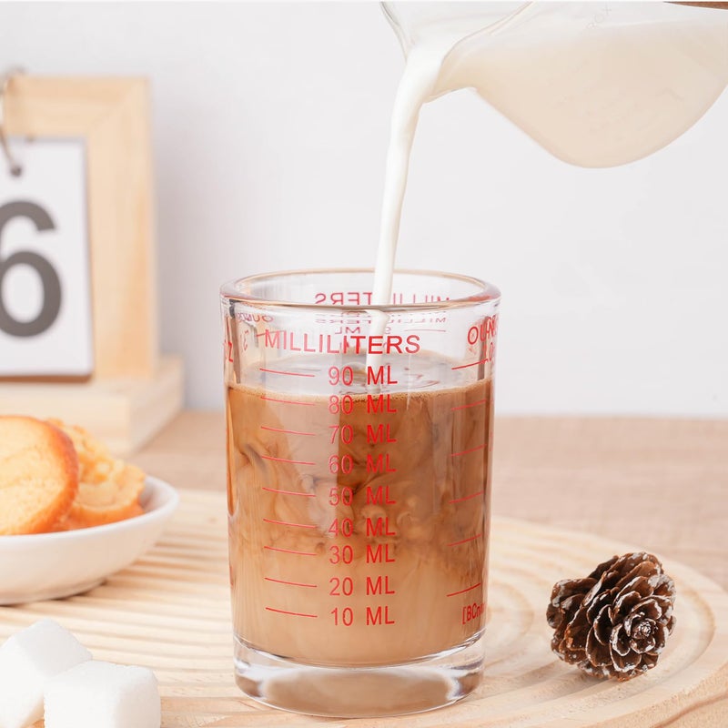 BCnmviku 1 PACK Shot Glass Measuring Cup 3 Ounce/90ML Liquid Heavy High Espresso Glass Cup - Image 2
