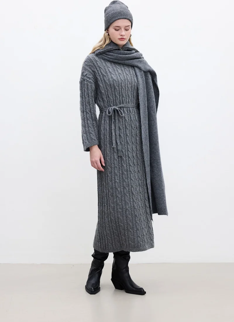 مانوكا Hair Knitted Sweater Dress Anthracite