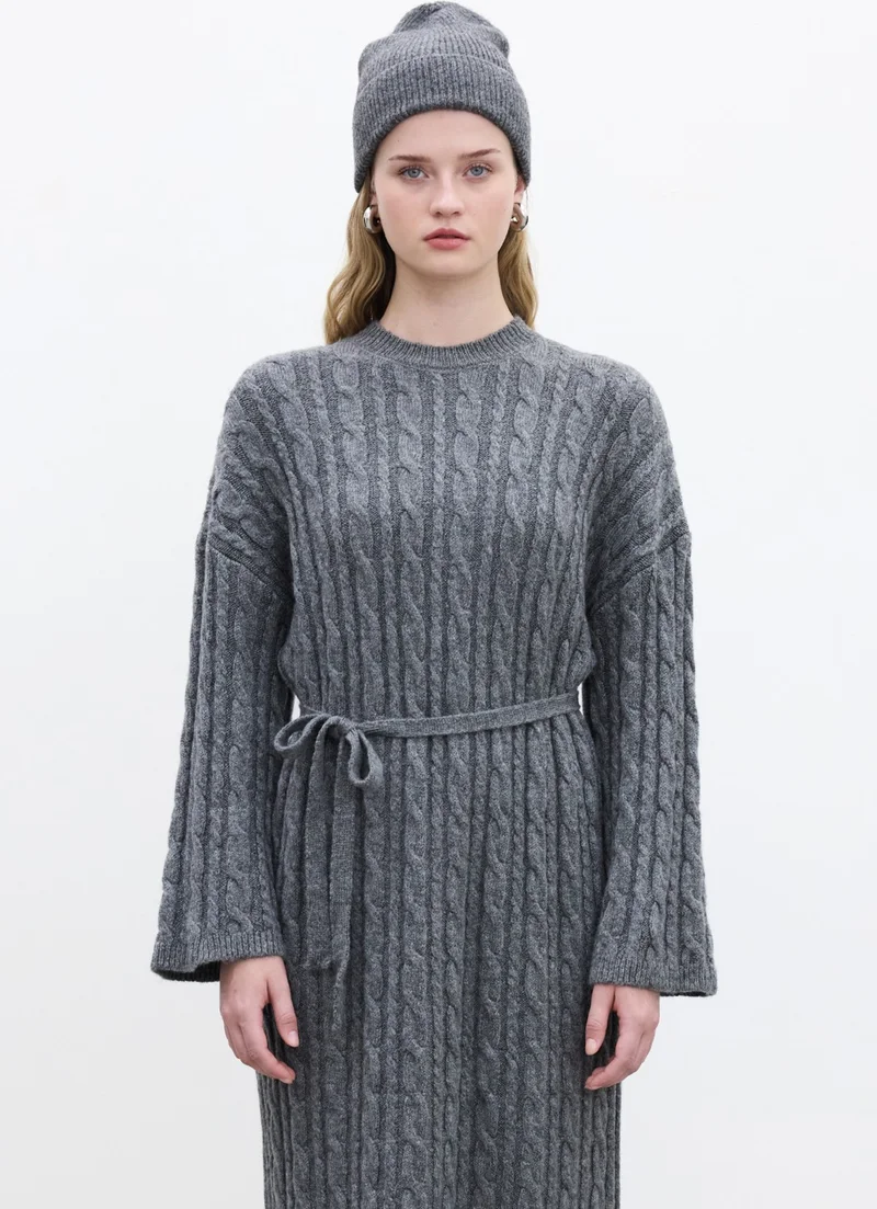 مانوكا Hair Knitted Sweater Dress Anthracite
