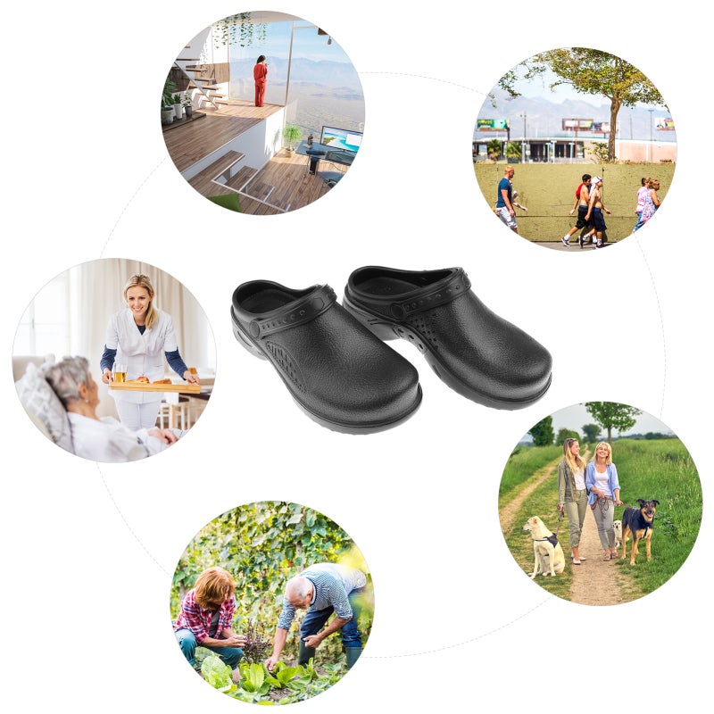 Garden Clogs: Black Size 38 Waterproof Lightweight EVA Slip-on Clog - Removable Insole Anti-slip Sole Garden Clogs for Indoor Outdoor Home Work Men Women - Image 4