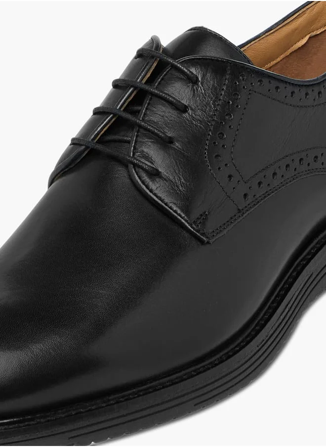 دوتشيني Mens Perforated Lace-Up Derby Shoes