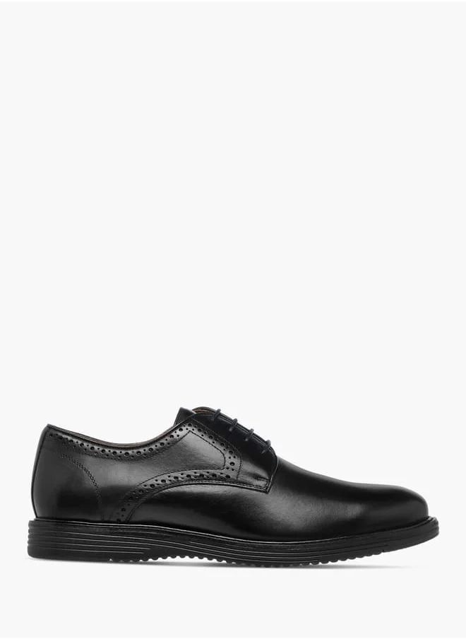 دوتشيني Mens Perforated Lace-Up Derby Shoes