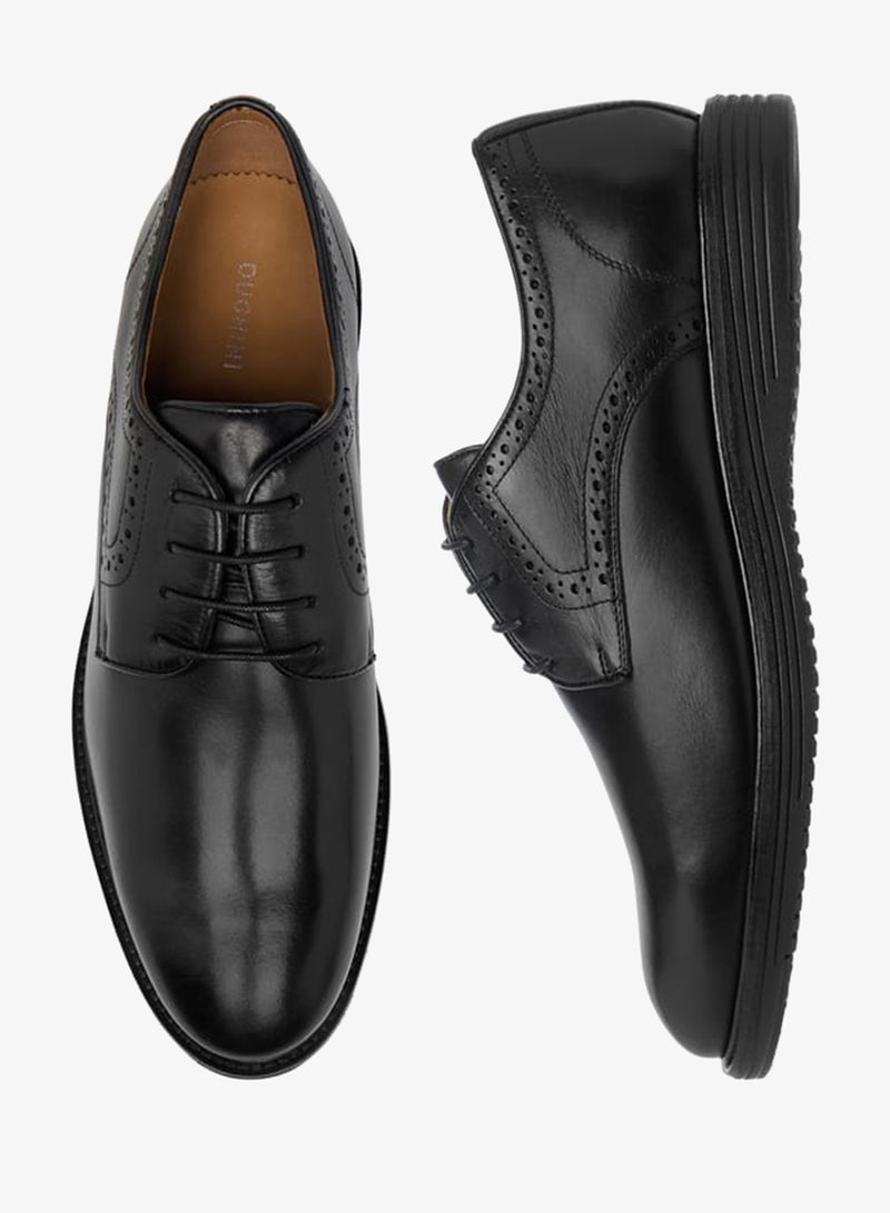 DUCHINI Mens Perforated Lace-Up Derby Shoes - Image 2