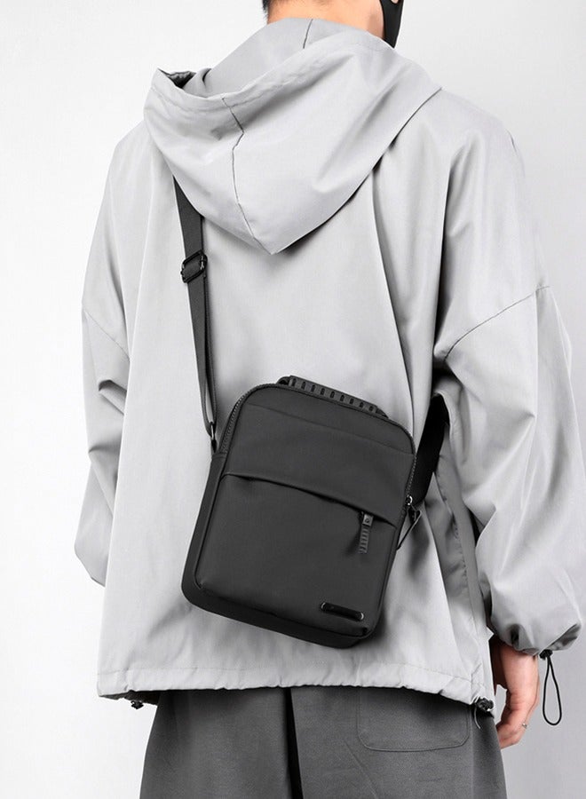 Men'S Fashion Messenger Bag - Messenger Handbag Single Shoulder Bag - Casual Simple Shoulder Bag - Trendy Men'S Bag Waterproof Pu, Lightweight, Multifunctional (Black) - Image 1