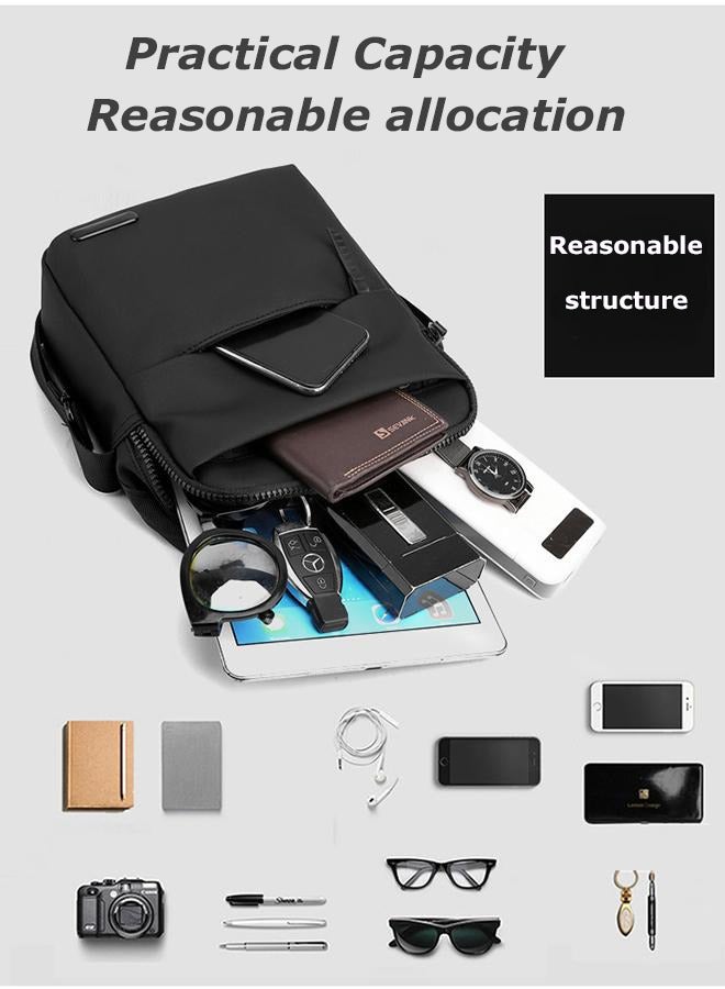 Men'S Fashion Messenger Bag - Messenger Handbag Single Shoulder Bag - Casual Simple Shoulder Bag - Trendy Men'S Bag Waterproof Pu, Lightweight, Multifunctional (Black) - Image 3