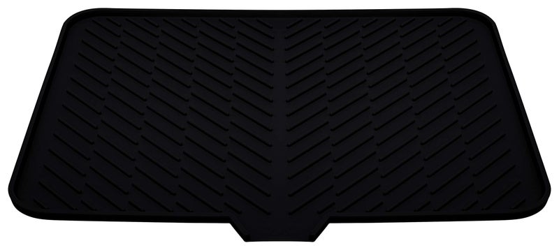 Luxet Luxet Silicone Dish Drying Mat with Builtin Drain Lip  Hygienic Drying Pad  Sturdy Compact Easy to Clean Tray Protects Surfaces Prevents Water Build Up  23 X 17 Black