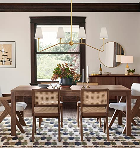 Electro bp;47" W 4-Light Linear Kitchen Island Lighting Fixture Classic Chandeliers Polished Gold with White Linen Shades for Dining Table,E12,160W; - Image 4