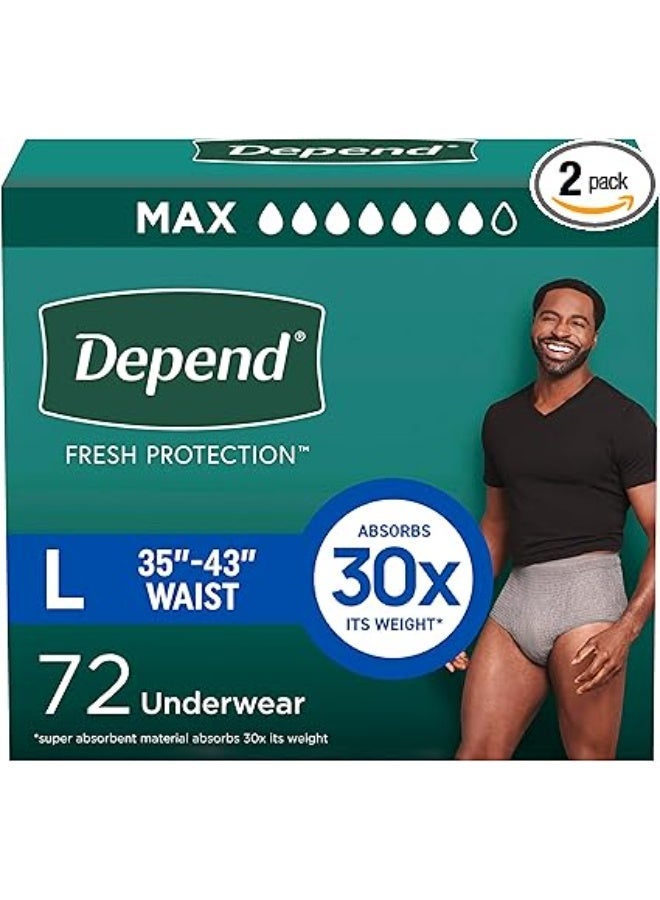 Depend Fresh Protection Adult Diapers, Incontinence Underwear (Large) - Image 1