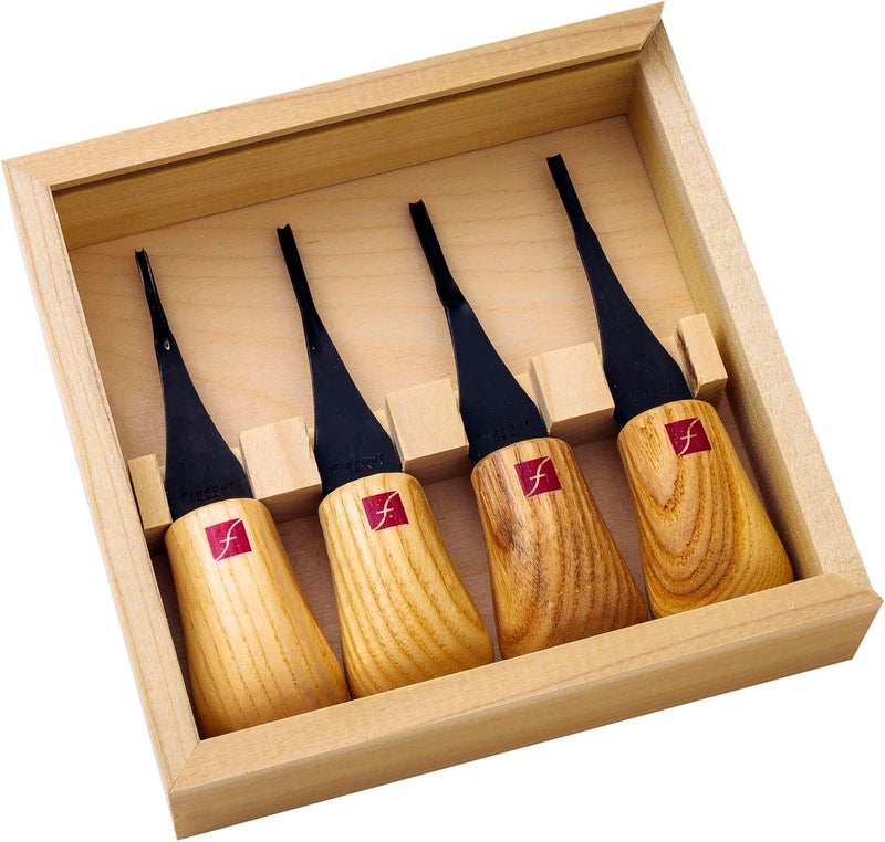FLEXCUT Mini Palm Tool Set - 4 Piece High Carbon Steel Carving Tools with Ergonomic Ash Wood Handles - Image 1