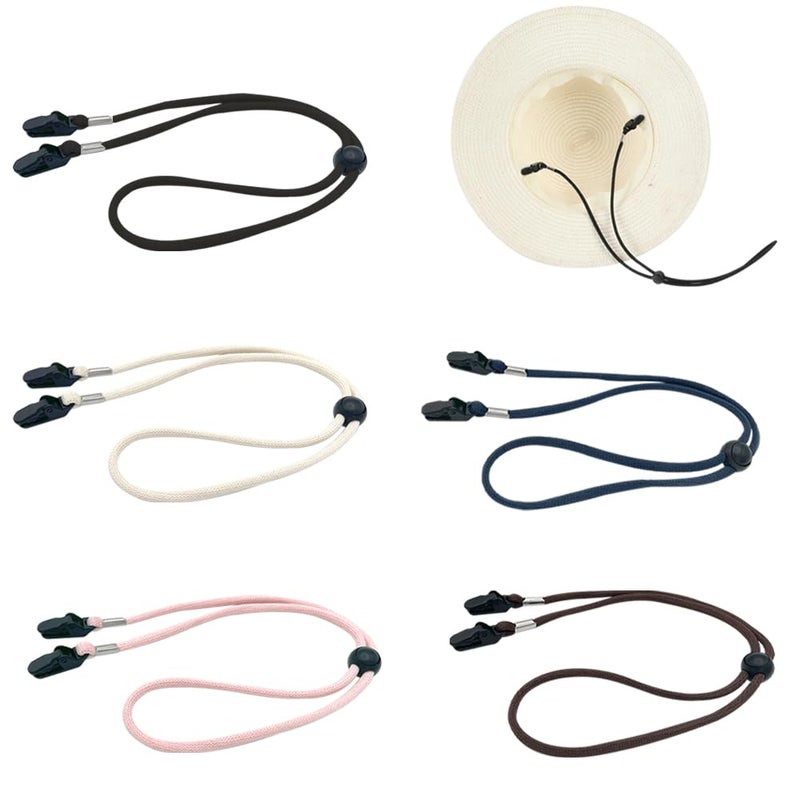 TRKETK 5 Pieces Hat Rope Windproof Clip for Strap Clips Adjustable Hat Retainer Clips for Fishing Hiking Camping Travel Outdoor Activity, Multicolored, 31 - Image 1