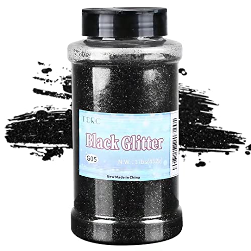 TORC Black Fine Glitter 1 Pound 16 OZ Glitter Powder for Tumblers Resin Crafts Slime Cosmetic Nail Painting Halloween Decoration - Image 1