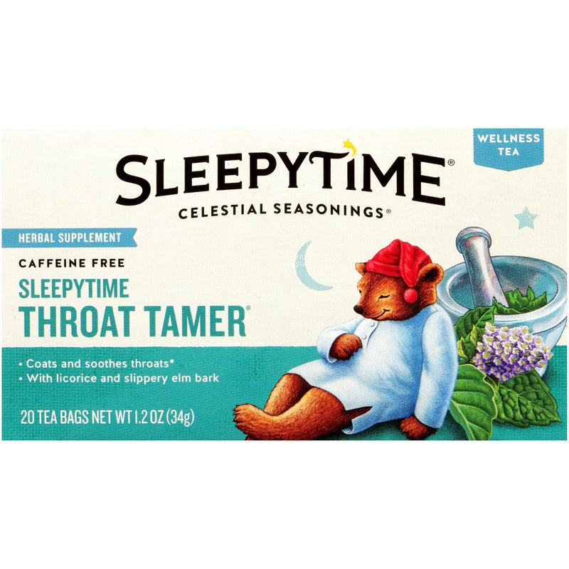 Celestial Seasonings Wellness Tea, Sleepytime Throat Tamer, Caffeine Free Sleep Tea, 20 Tea Bags - Image 1
