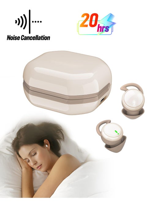 Invisible Sleep Earbuds, Wireless Small Bluetooth Sleep Headphones for Side Sleepers, Sleepbuds Comfortable Noise Blocking, Bluetooth 5.3 Tiny Headphones for Sleeping, Sport (Beige)