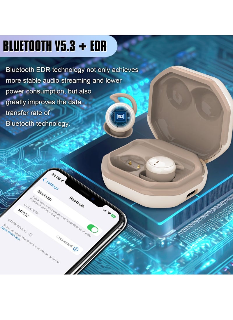 Excefore - Invisible Sleep Earbuds, Wireless Small Bluetooth Sleep Headphones for Side Sleepers, Sleepbuds Comfortable Noise Blocking, Bluetooth 5.3 Tiny Headphones for Sleeping, Sport (Beige) - Image 1