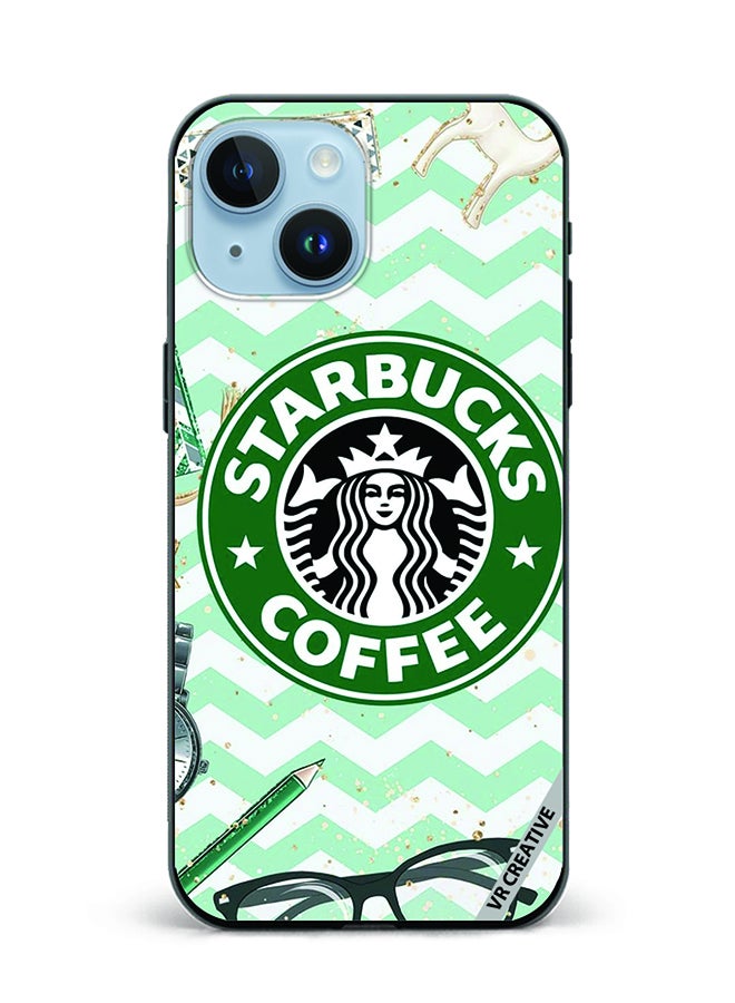 VR CREATIVE غطاء حماية لجهاز آبل آيفون 15 بتصميم ستاربكس قهوة متعدد الألوان - Image 1