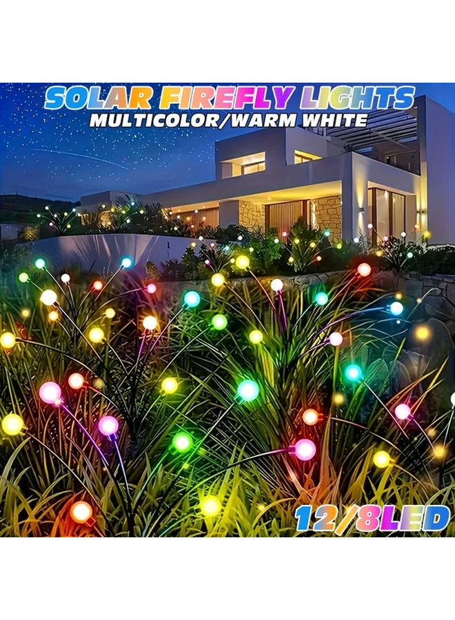 أضواء حديقة اليراعة متعددة الألوان تعمل بالطاقة الشمسية بـ 12 مصباح LED، 8 أوضاع، تشغيل وإيقاف تلقائي - Image 2