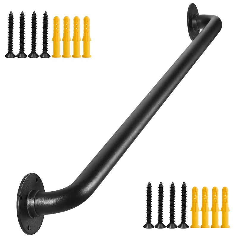 Purife 3FT Black Wall Mount Hand Rails for Indoor Stairs 36 Inch Interior Staircase Handrail Outdoor Metal Stair Railing for Exterior Steps Banister Deck RailsSafety Grab Bar for Elderly