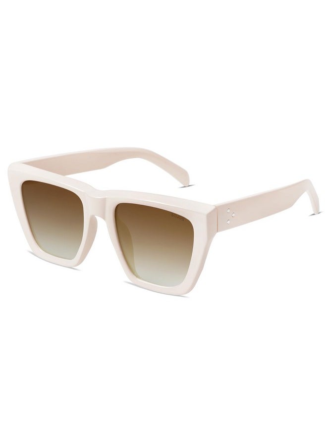 Sojos Fashion Oversized Square Polarized Sunglasses For Women Trendy Uv Protection Lens Womens Sunnies Sj2179, Light Beige Frame/Brown Grading Lens  - Image 1