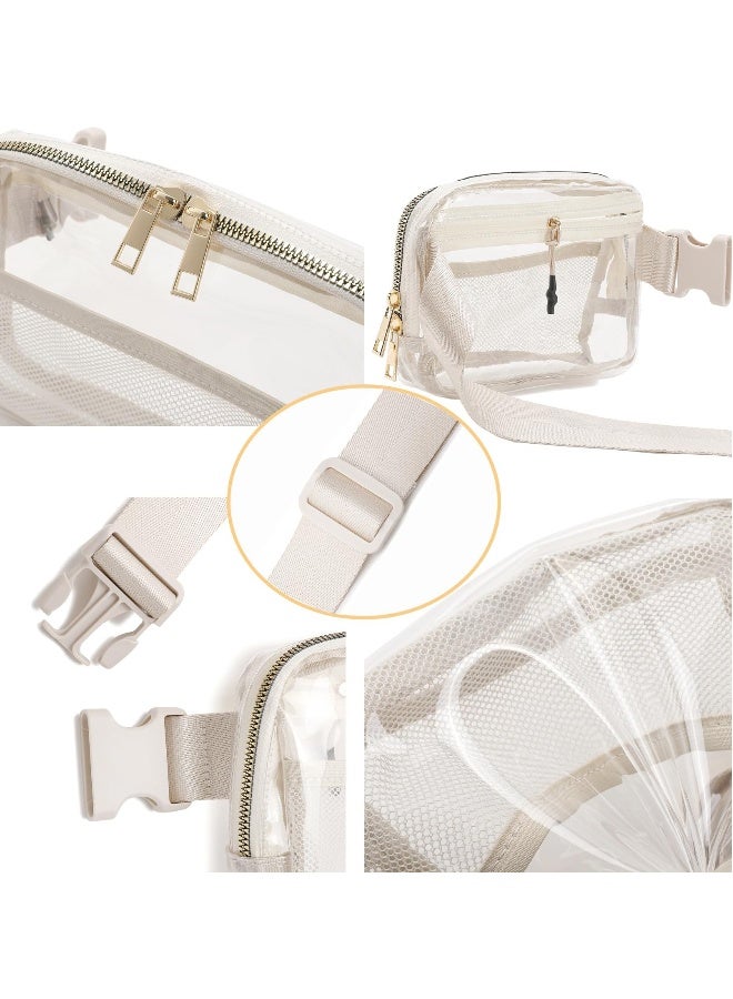 Clear  Pack, with Adjustable Strap,Crossbody Clear Belt Bag for Concerts Hiking Running, Clear Belt Waist Bag Pouch for Concerts Hiking Running Beige - Image 4