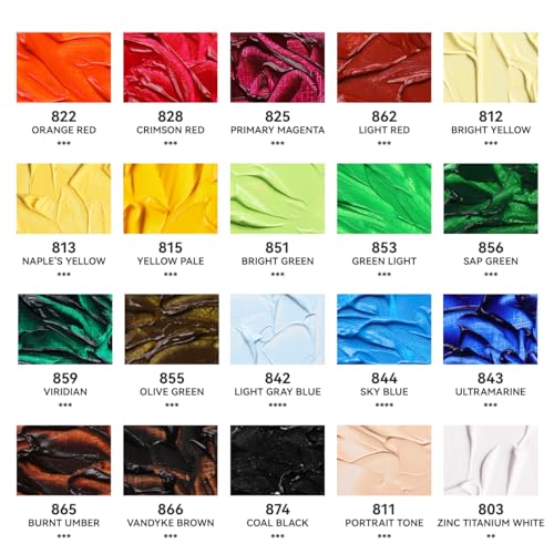Paul Rubens Oil Paint, 20 Colors*50ml LargeTubes, Professional Oil Colors with High Saturation, Creamy Texture and Consistency,Art Supplies for Artists, Students, Beginners-B Set - Image 4