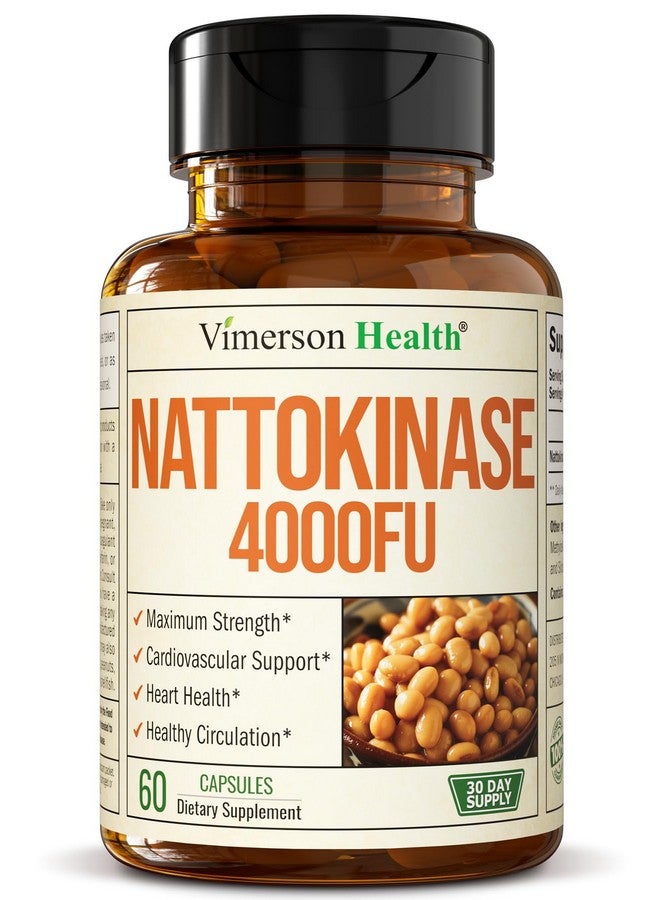 Vimerson Health Nattokinase Supplement - Heart Health Supplements with Nattokinase 4000 FU - Max Strength Circulation Supplements - Systemic Enzymes for Healthy Circulation & Smooth Flow. Non-GMO & Vegan. 60 Capsules - Image 1