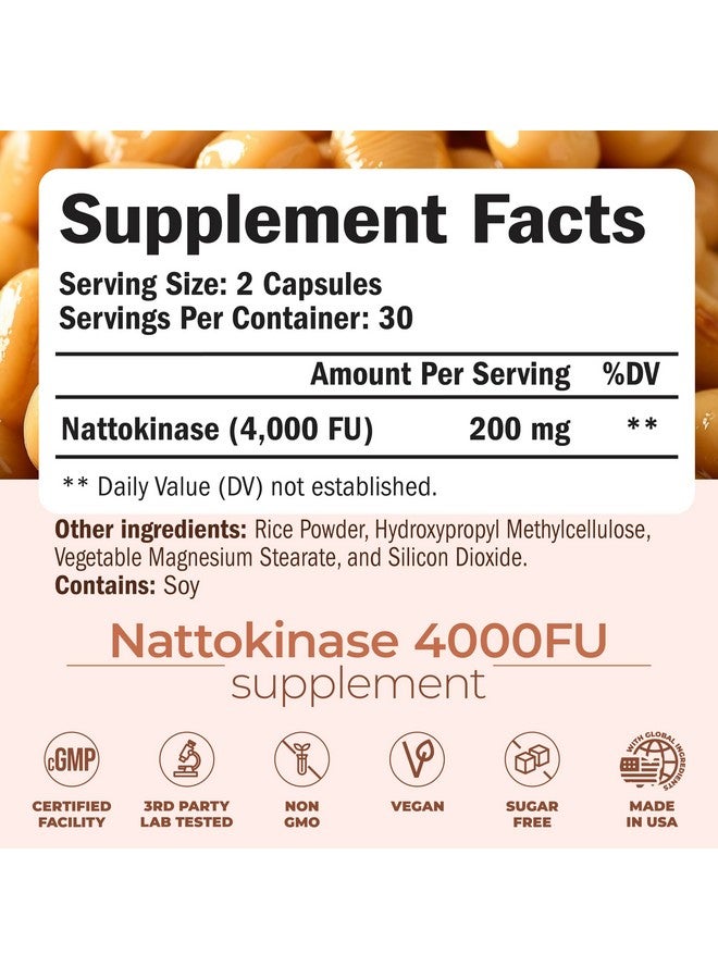 Vimerson Health Nattokinase Supplement - Heart Health Supplements with Nattokinase 4000 FU - Max Strength Circulation Supplements - Systemic Enzymes for Healthy Circulation & Smooth Flow. Non-GMO & Vegan. 60 Capsules - Image 3