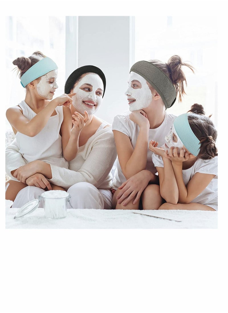 SYOSI - Spa Facial Headband, Self Adhesive Tape Head Wrap Makeup Shower Bath Sports Wrap Terry Cloth Adjustable Stretch Towel for Women Face Washing Shower Sports Yoga, 3 Color, Tatal 6 Pcs - Image 1