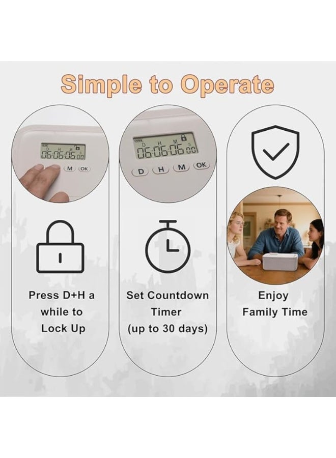 M MIAOYAN A timed lockbox helps you control yourself | Blocks phones, games, snacks, medications, junk food, and distractions | Two lock modes (timed/locked) | Portable and easy to use | Cultivates focus and healthy habits | Enjoys family time - Image 4
