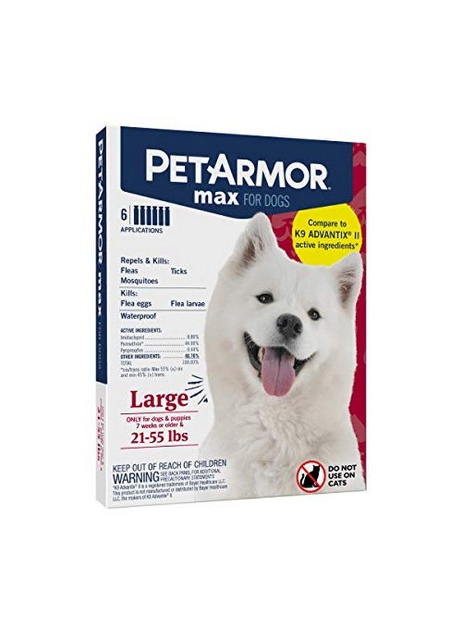 PetArmor PetArmor Max Flea, Tick and Mosquito Prevention for Large Dogs (21 to 55 Pounds), Topical Dog Flea Treatment Repels and Kills, 6 Month Supply  - Image 1