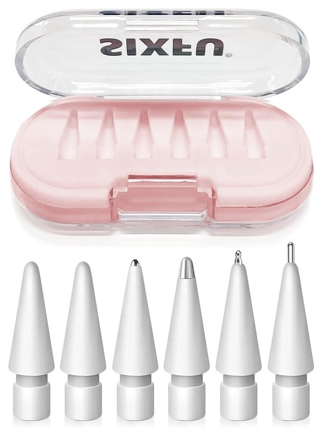 SIXFU Replacement Tips for Apple Pencil Tips, Apple Pencil Pro Tips Set, Professional Sturdy Apple Pen Tips with Pink Case Accessories Compatible with iPad Pencil 2/1 USB C Tips(6 PCS) - Image 1