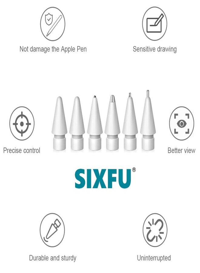 SIXFU Replacement Tips for Apple Pencil Tips, Apple Pencil Pro Tips Set, Professional Sturdy Apple Pen Tips with Pink Case Accessories Compatible with iPad Pencil 2/1 USB C Tips(6 PCS) - Image 4