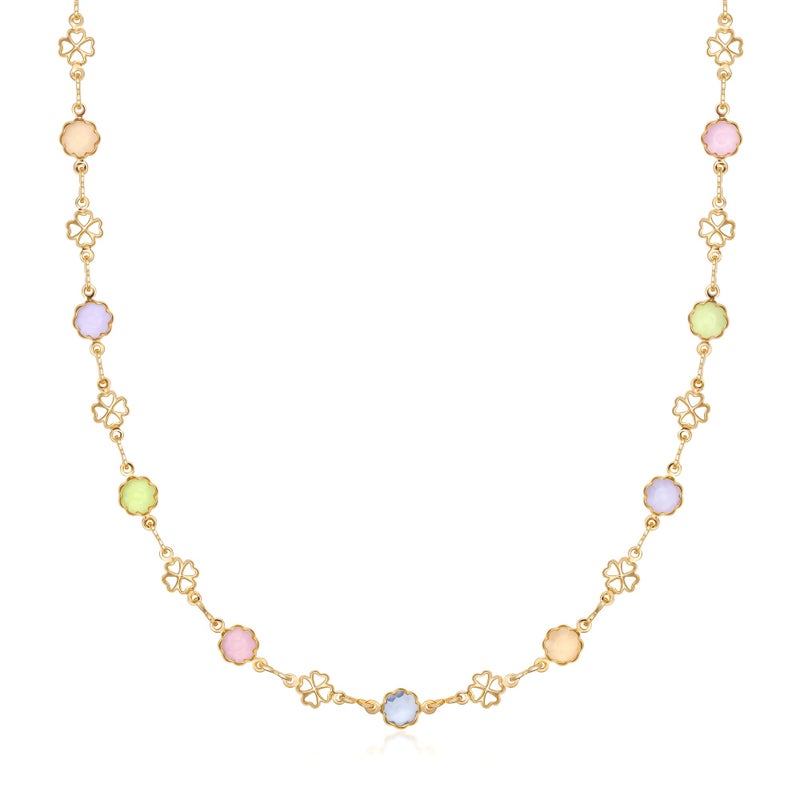 Barzel 18K Gold Plated Multicolor Flower Necklace for Women - Made In Brazil (20 Inches) - Image 1