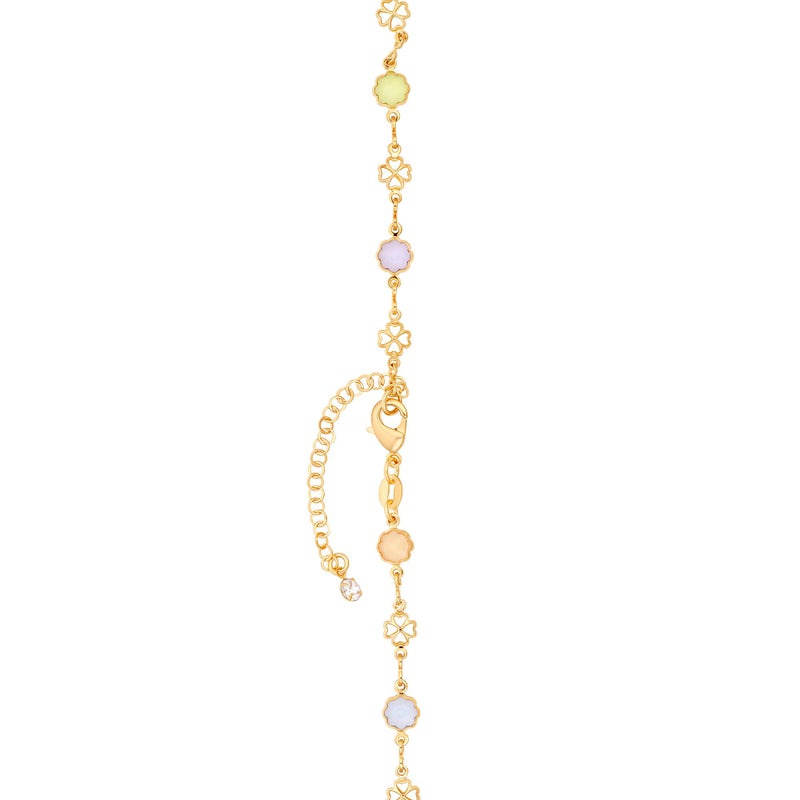 Barzel 18K Gold Plated Multicolor Flower Necklace for Women - Made In Brazil (20 Inches) - Image 4