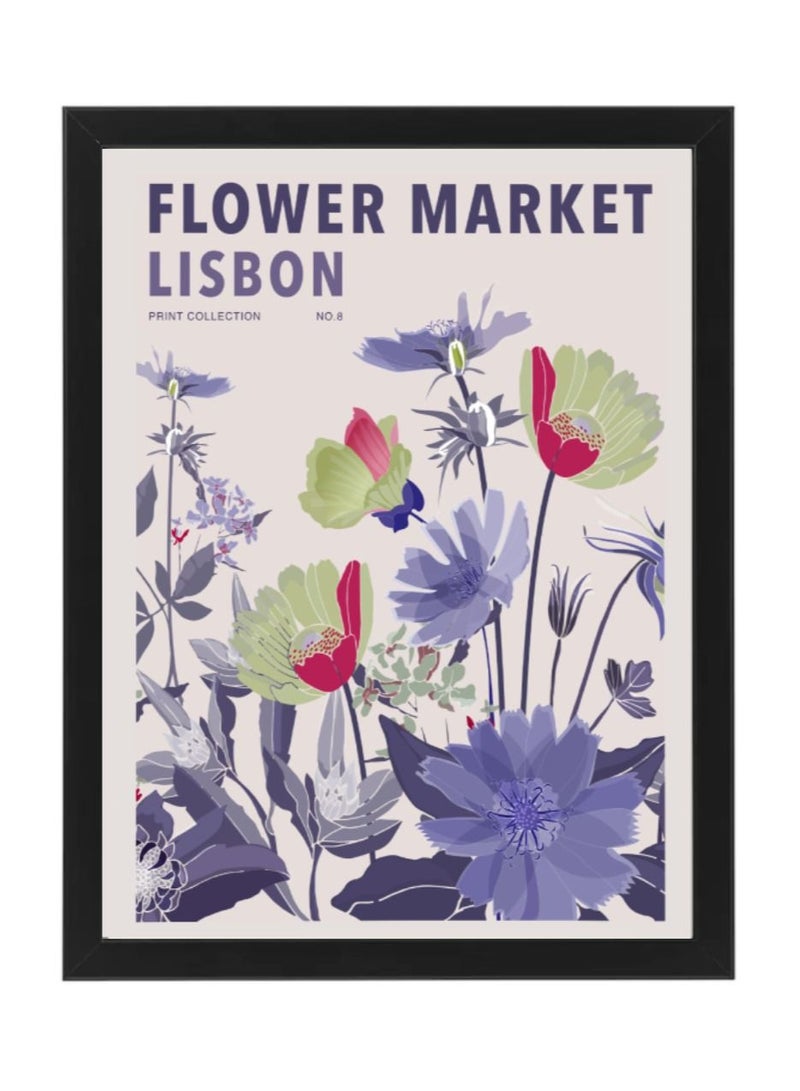 Boomah Accessories Flower Market Lisbon Colorful Botanical Art Poster with Frame 30x40cm 