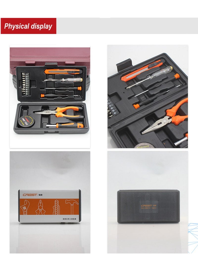 Crest 18-Piece Portable Tool Kit Household Hand Toolbox General Repair Set  - Image 4