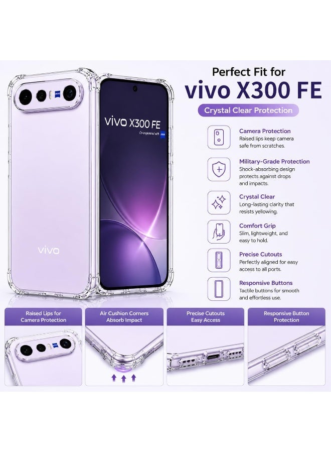 Clear Case for Vivo X300 FE Soft TPU Gel Crystal Clear Bumper Transparent Protective Back Cover Case for Vivo X300 FE - Image 2