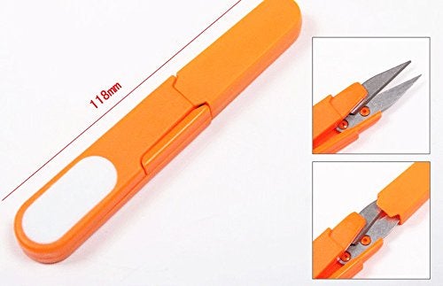 yueton 4pcs Colorful Portable Scissors Cutter Outdoor Cutting Tool with Cap, U Shape Scissor Beading Thread Cutter Fishing Line Scissors, Craft Sewing Scissors - Image 4