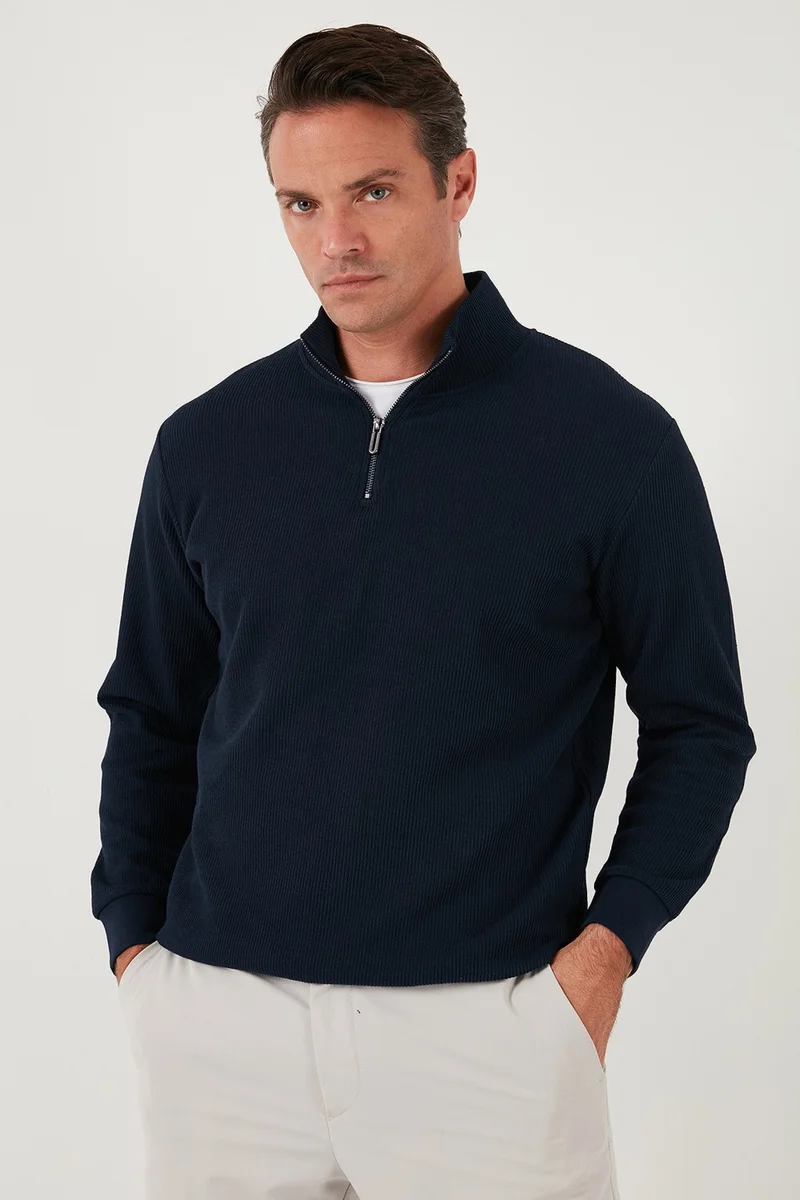 بوراتي Cotton Regular Fit Half Zipper Stand Collar Sweat Men's Sweat 5905716