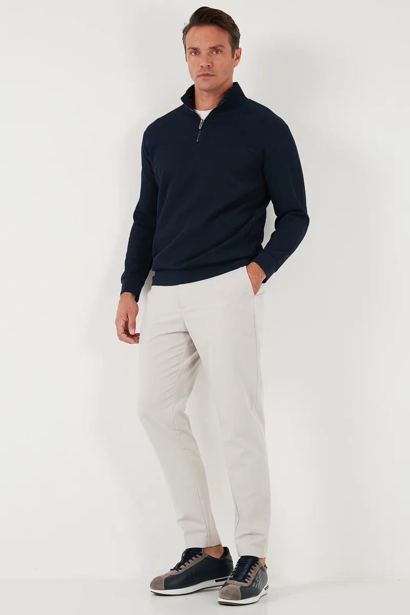 بوراتي Cotton Regular Fit Half Zipper Stand Collar Sweat Men's Sweat 5905716