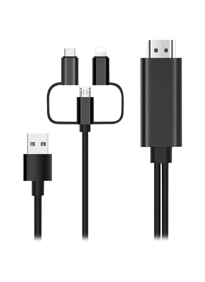 NIBEMINENT 3-In-1 HDMI Adapter Cable Black/Silver  - Image 1