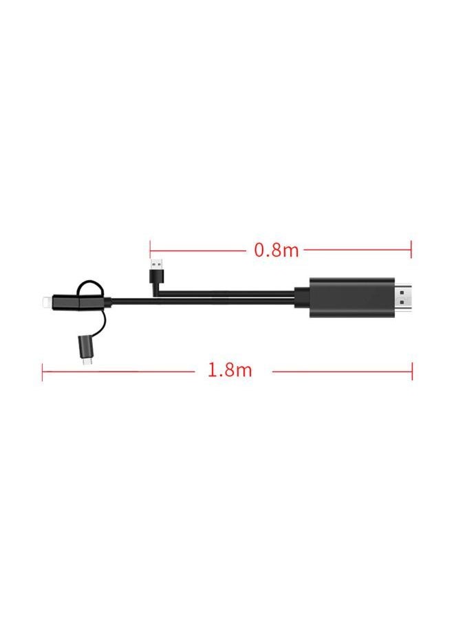NIBEMINENT 3-In-1 HDMI Adapter Cable Black/Silver  - Image 3