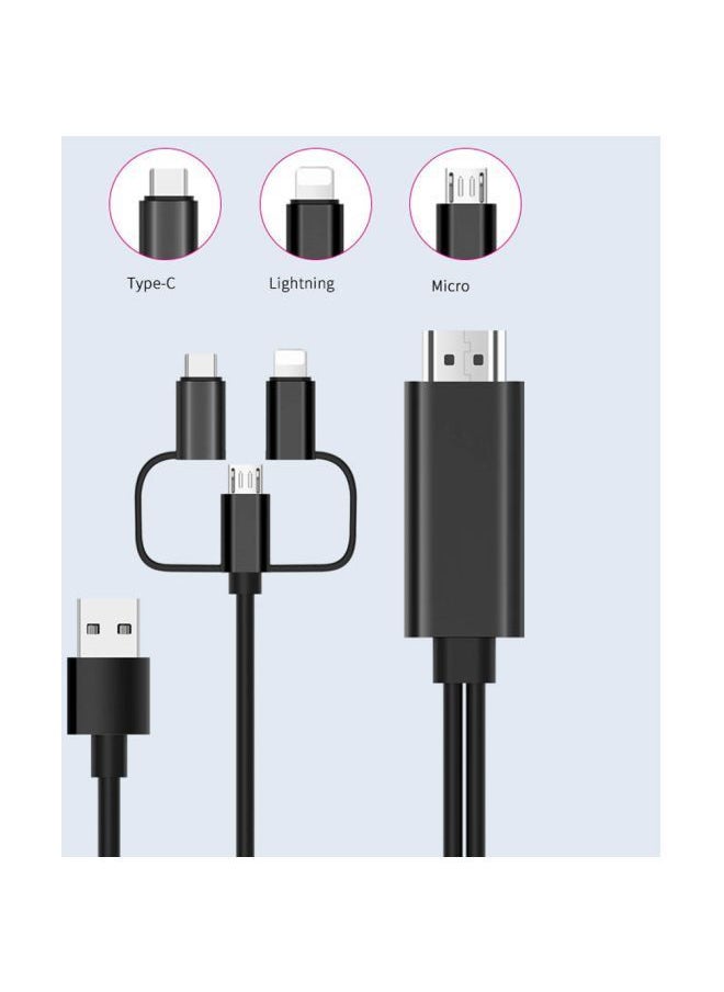 NIBEMINENT 3-In-1 HDMI Adapter Cable Black/Silver  - Image 2
