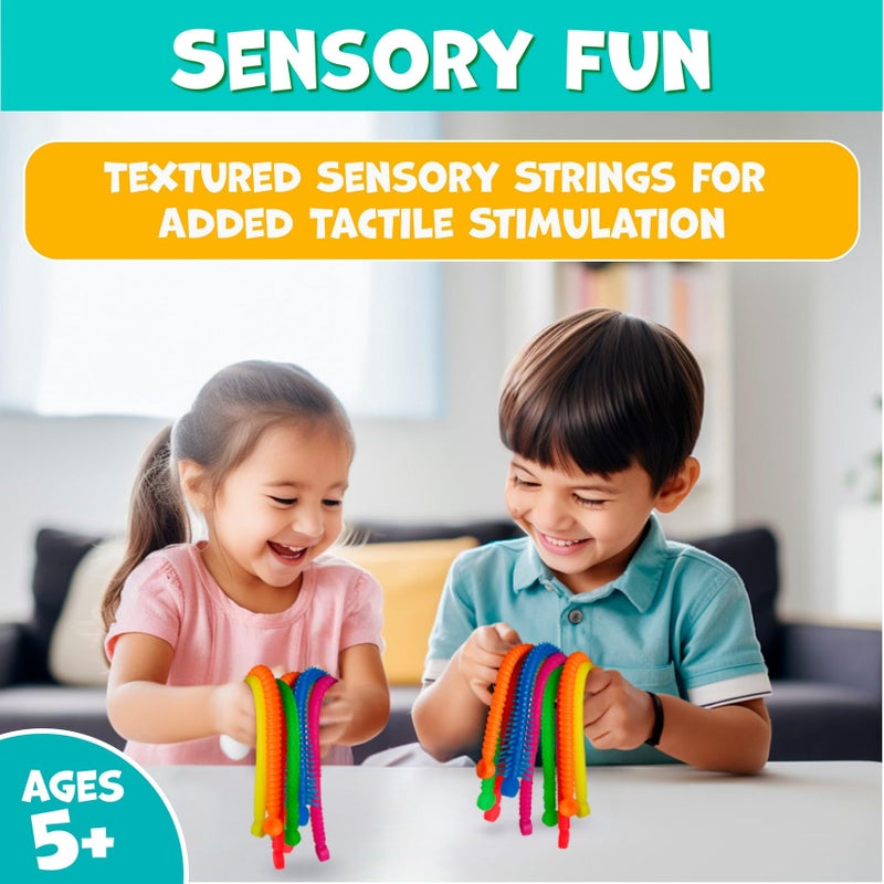 BUNMO Stretchy Strings - Stimulating & Fun Fidget Toys for Kids - Hours of Fun - Non-Mouthable Toy 3+ - Super Sensory 6 Pack - Image 4