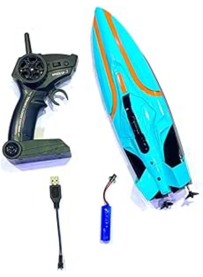 قارب سباق RC (فيروزي/برتقالي)