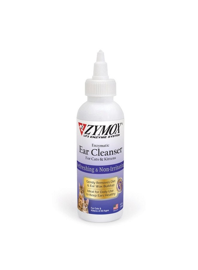 Zymox Enzymatic Ear Cleanser for Cats & Kittens, 4 oz. - Cleans & Refreshes Ear Canal for Relief from Ear Wax & Dirt Buildup - Image 1