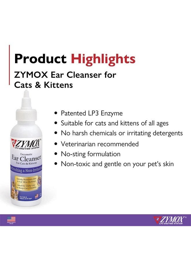 Zymox Enzymatic Ear Cleanser for Cats & Kittens, 4 oz. - Cleans & Refreshes Ear Canal for Relief from Ear Wax & Dirt Buildup - Image 3