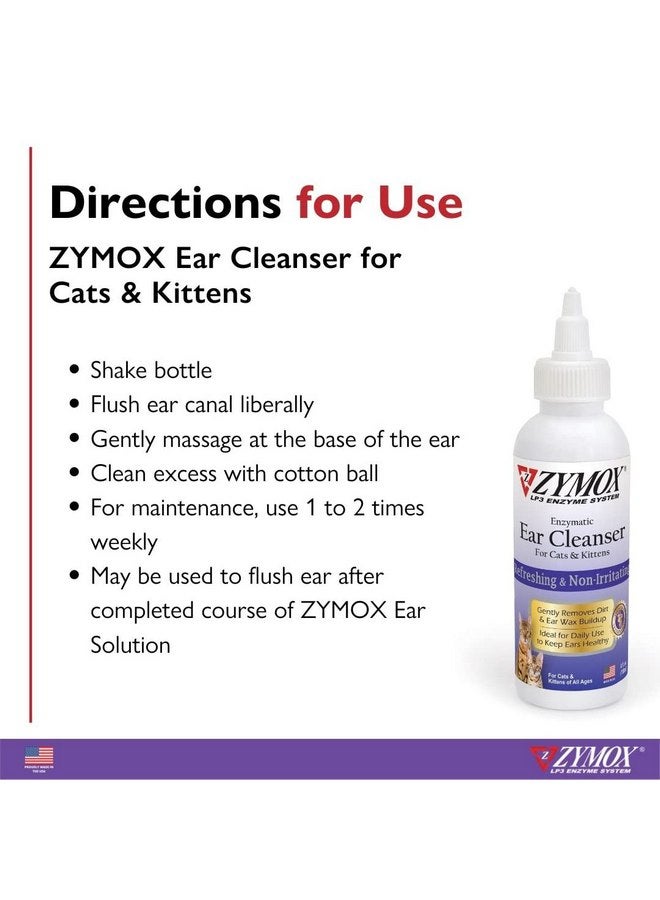 Zymox Enzymatic Ear Cleanser for Cats & Kittens, 4 oz. - Cleans & Refreshes Ear Canal for Relief from Ear Wax & Dirt Buildup - Image 4
