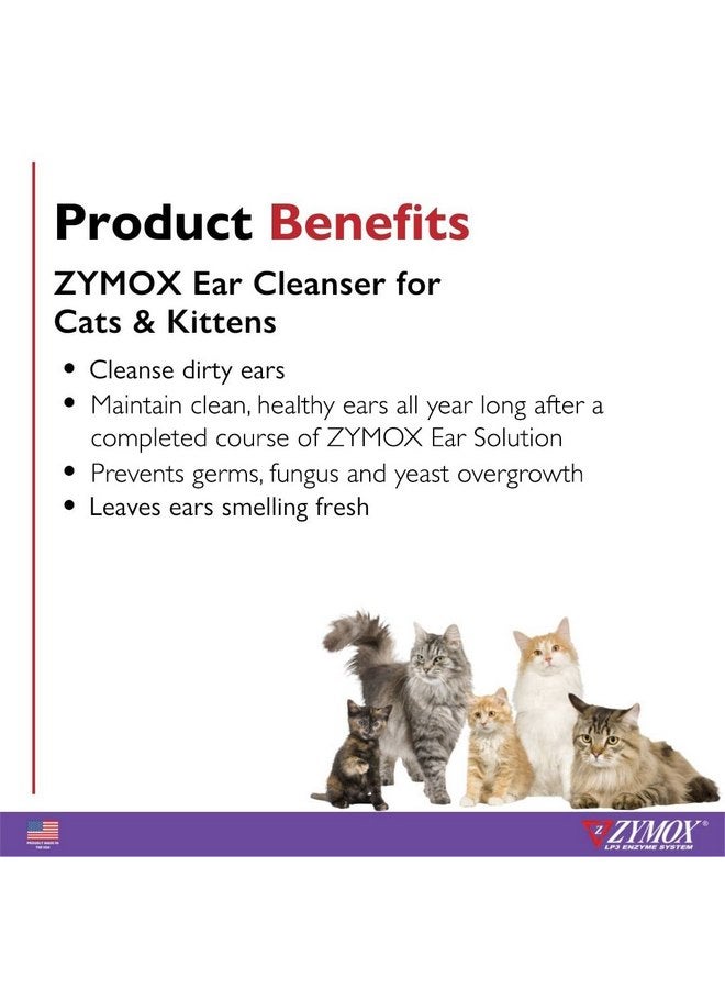 Zymox Enzymatic Ear Cleanser for Cats & Kittens, 4 oz. - Cleans & Refreshes Ear Canal for Relief from Ear Wax & Dirt Buildup - Image 2