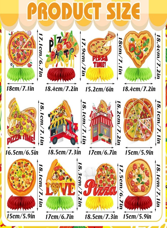 Weekgrat 12 Pcs Pizza Party Decorations Pizza Theme Party Decorations Honeycomb Table Centerpieces for Home Office Birthday Honeycomb Supplies Decor - Image 2
