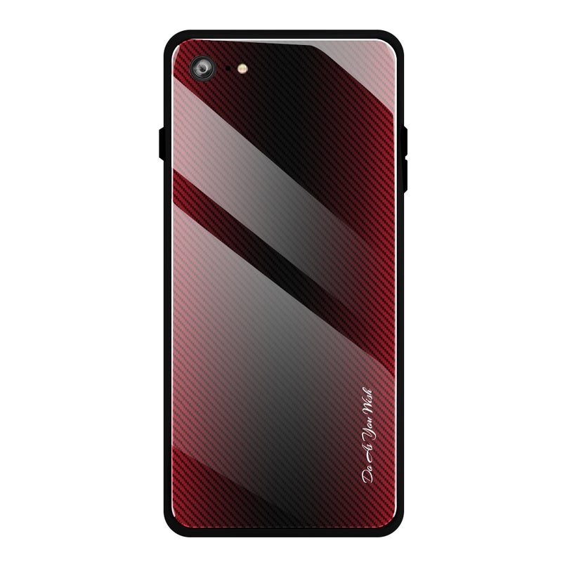 HuHa Protective Cover For iPhone SE 2022 / SE 2020 / 8 / 7 Texture Gradient Glass Protective Case(Red) - Image 1